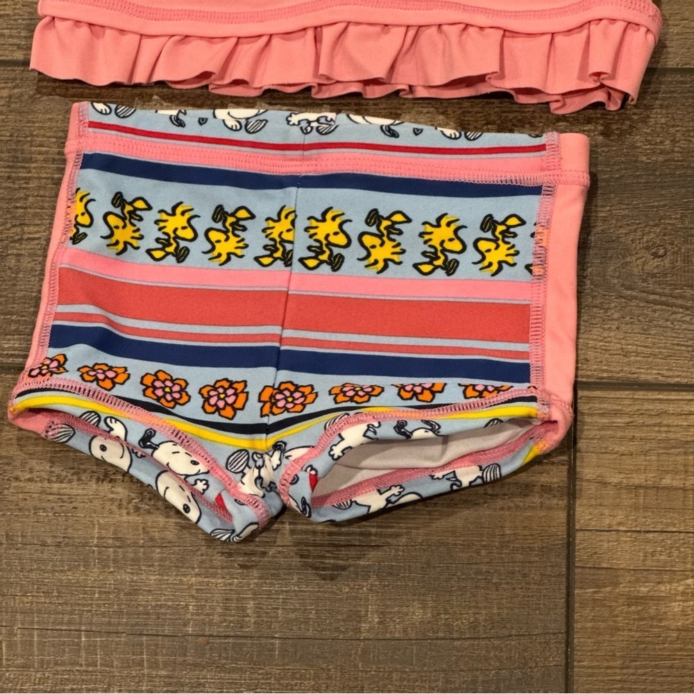 Hanna Andersson Baby Girl Snoopy Swimsuit Shirt Size 3-6 Months Pink Ruffle - Picture 10 of 13